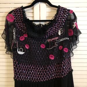 Custom Made Vintage Rock n Roll Sequin Beaded Evening Gown